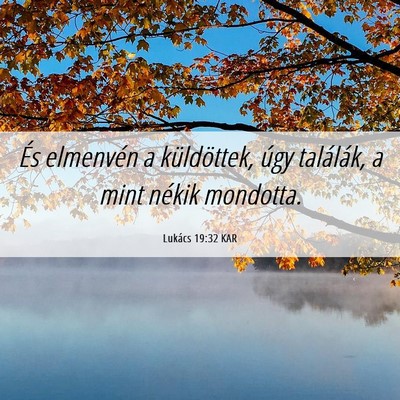 Picture 06 - Lukács 19:32 KAR - És elmenvén a küldöttek, úgy találák, a - Bible Verse Picture