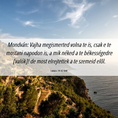 Picture 06 - Lukács 19:42 KAR - Mondván: Vajha megismerted volna te is, csak e - Bible Verse Picture