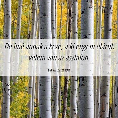 Picture 06 - Lukács 22:21 KAR - De ímé annak a keze, a ki engem elárul, velem - Bible Verse Picture