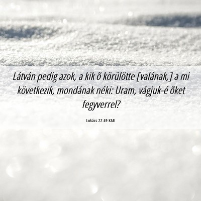 Picture 06 - Lukács 22:49 KAR - Látván pedig azok, a kik õ körülötte - Bible Verse Picture