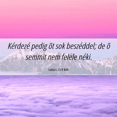Picture 06 - Lukács 23:9 KAR - Kérdezé pedig õt sok beszéddel; de õ semmit - Bible Verse Picture