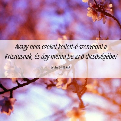Picture 06 - Lukács 24:26 KAR - Avagy nem ezeket kellett-é szenvedni a - Bible Verse Picture