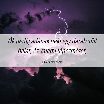 Picture 06 - Lukács 24:42 KAR - Õk pedig adának néki egy darab sült halat, - Bible Verse Picture
