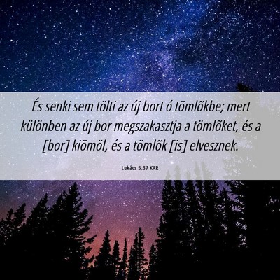 Picture 06 - Lukács 5:37 KAR - És senki sem tölti az új bort ó tömlõkbe; - Bible Verse Picture
