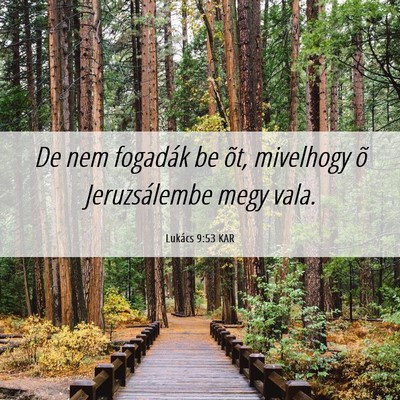 Picture 06 - Lukács 9:53 KAR - De nem fogadák be õt, mivelhogy õ - Bible Verse Picture