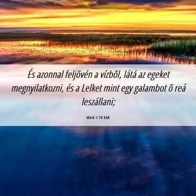 Picture 06 - Márk 1:10 KAR - És azonnal feljõvén a vízbõl, látá az - Bible Verse Picture