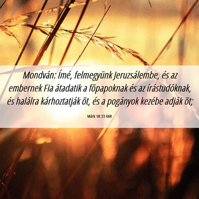 Picture 06 - Márk 10:33 KAR - Mondván: Ímé, felmegyünk Jeruzsálembe, és - Bible Verse Picture