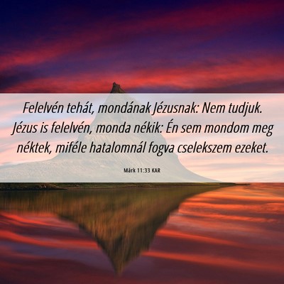 Picture 06 - Márk 11:33 KAR - Felelvén tehát, mondának Jézusnak: Nem - Bible Verse Picture