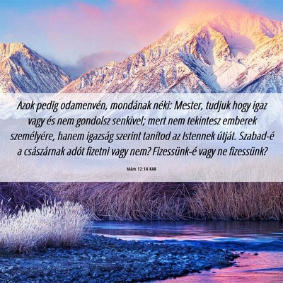 Picture 06 - Márk 12:14 KAR - Azok pedig odamenvén, mondának néki: Mester, - Bible Verse Picture
