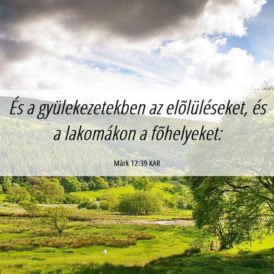 Picture 06 - Márk 12:39 KAR - És a gyülekezetekben az elõlüléseket, és a - Bible Verse Picture