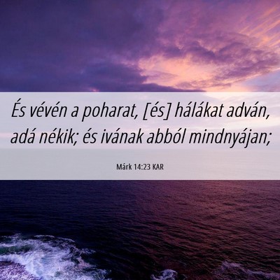 Picture 06 - Márk 14:23 KAR - És vévén a poharat, [és] hálákat adván, - Bible Verse Picture