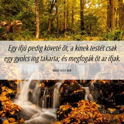 Picture 06 - Márk 14:51 KAR - Egy ifjú pedig követé õt, a kinek testét - Bible Verse Picture