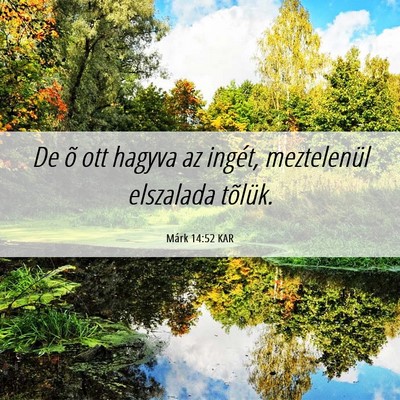 Picture 06 - Márk 14:52 KAR - De õ ott hagyva az ingét, meztelenül elszalada - Bible Verse Picture