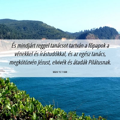 Picture 06 - Márk 15:1 KAR - És mindjárt reggel tanácsot tartván a - Bible Verse Picture