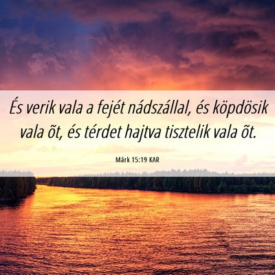 Picture 06 - Márk 15:19 KAR - És verik vala a fejét nádszállal, és - Bible Verse Picture
