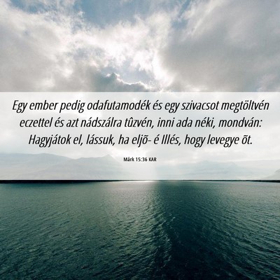 Picture 06 - Márk 15:36 KAR - Egy ember pedig odafutamodék és egy szivacsot - Bible Verse Picture