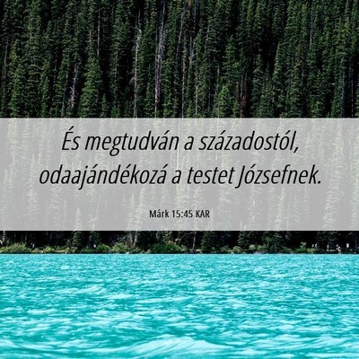 Picture 06 - Márk 15:45 KAR - És megtudván a századostól, odaajándékozá - Bible Verse Picture