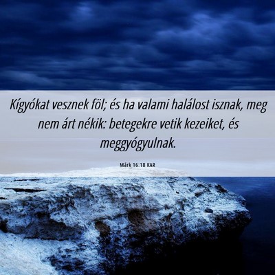 Picture 06 - Márk 16:18 KAR - Kígyókat vesznek föl; és ha valami halálost - Bible Verse Picture
