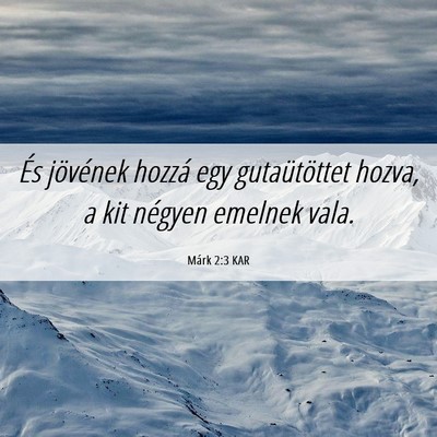 Picture 06 - Márk 2:3 KAR - És jövének hozzá egy gutaütöttet hozva, a - Bible Verse Picture