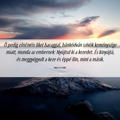 Picture 06 - Márk 3:5 KAR - Õ pedig elnézvén õket haraggal, bánkódván - Bible Verse Picture