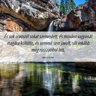 Picture 06 - Márk 5:26 KAR - És sok orvostól sokat szenvedett, és minden - Bible Verse Picture