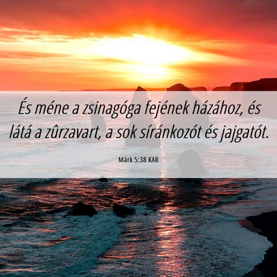 Picture 06 - Márk 5:38 KAR - És méne a zsinagóga fejének házához, és - Bible Verse Picture