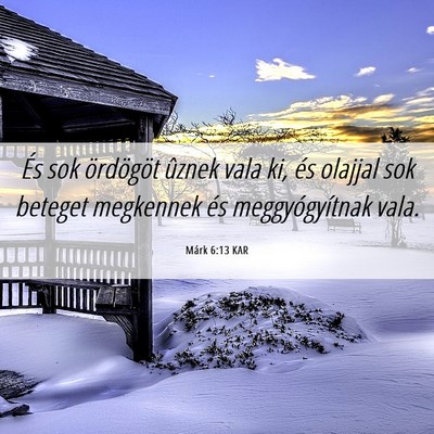 Picture 06 - Márk 6:13 KAR - És sok ördögöt ûznek vala ki, és olajjal - Bible Verse Picture