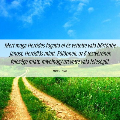 Picture 06 - Márk 6:17 KAR - Mert maga Heródes fogatta el és vettette vala - Bible Verse Picture