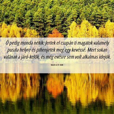 Picture 06 - Márk 6:31 KAR - Õ pedig monda nékik: Jertek el csupán ti - Bible Verse Picture
