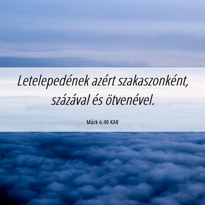 Picture 06 - Márk 6:40 KAR - Letelepedének azért szakaszonként, százával - Bible Verse Picture