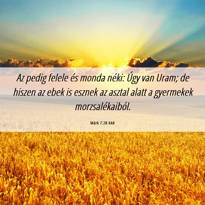 Picture 06 - Márk 7:28 KAR - Az pedig felele és monda néki: Úgy van Uram; - Bible Verse Picture