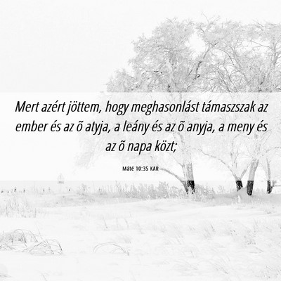 Picture 06 - Máté 10:35 KAR - Mert azért jöttem, hogy meghasonlást - Bible Verse Picture