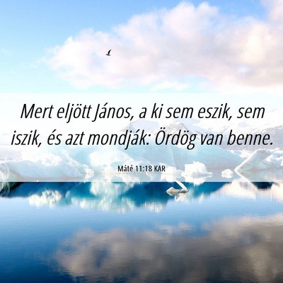 Picture 06 - Máté 11:18 KAR - Mert eljött János, a ki sem eszik, sem iszik, - Bible Verse Picture