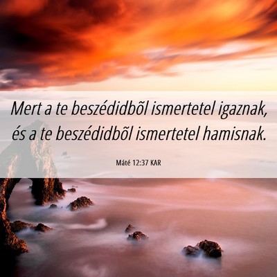 Picture 06 - Máté 12:37 KAR - Mert a te beszédidbõl ismertetel igaznak, és a - Bible Verse Picture
