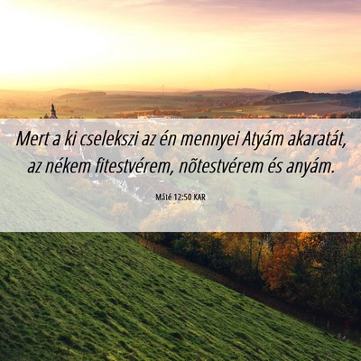 Picture 06 - Máté 12:50 KAR - Mert a ki cselekszi az én mennyei Atyám - Bible Verse Picture