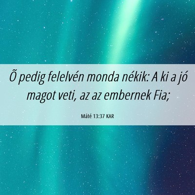 Picture 06 - Máté 13:37 KAR - Õ pedig felelvén monda nékik: A ki a jó magot - Bible Verse Picture