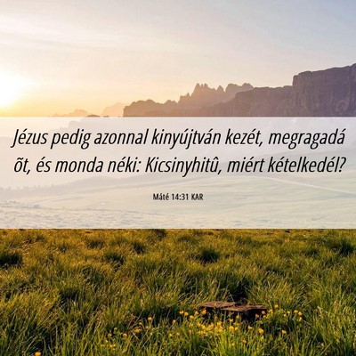 Picture 06 - Máté 14:31 KAR - Jézus pedig azonnal kinyújtván kezét, - Bible Verse Picture