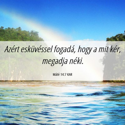 Picture 06 - Máté 14:7 KAR - Azért esküvéssel fogadá, hogy a mit kér, - Bible Verse Picture