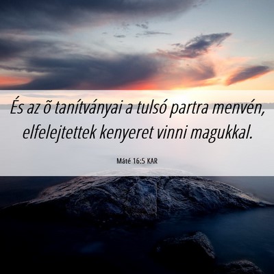 Picture 06 - Máté 16:5 KAR - És az õ tanítványai a tulsó partra menvén, - Bible Verse Picture