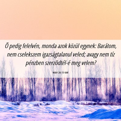 Picture 06 - Máté 20:13 KAR - Õ pedig felelvén, monda azok közül egynek: - Bible Verse Picture