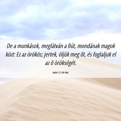 Picture 06 - Máté 21:38 KAR - De a munkások, meglátván a fiút, mondának - Bible Verse Picture