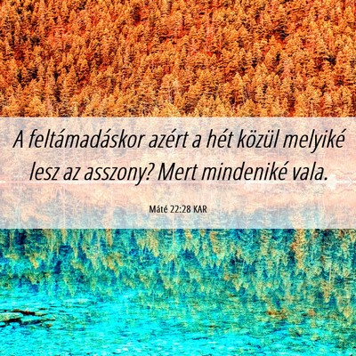 Picture 06 - Máté 22:28 KAR - A feltámadáskor azért a hét közül melyiké - Bible Verse Picture