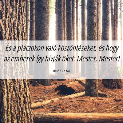 Picture 06 - Máté 23:7 KAR - És a piaczokon való köszöntéseket, és hogy - Bible Verse Picture