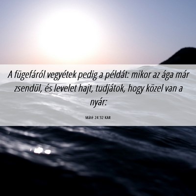 Picture 06 - Máté 24:32 KAR - A fügefáról vegyétek pedig a példát: mikor - Bible Verse Picture
