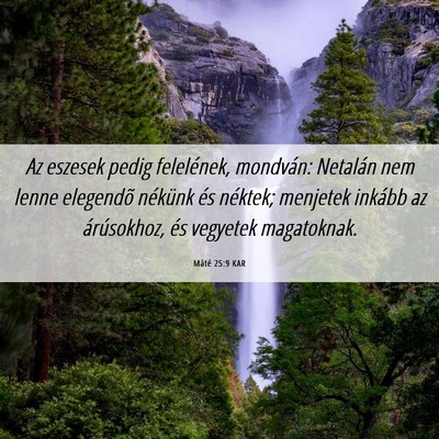 Picture 06 - Máté 25:9 KAR - Az eszesek pedig felelének, mondván: Netalán - Bible Verse Picture