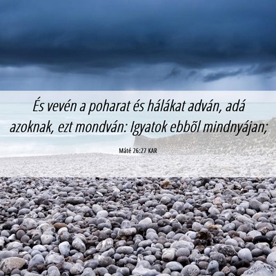 Picture 06 - Máté 26:27 KAR - És vevén a poharat és hálákat adván, adá - Bible Verse Picture