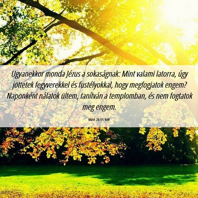 Picture 06 - Máté 26:55 KAR - Ugyanekkor monda Jézus a sokaságnak: Mint - Bible Verse Picture