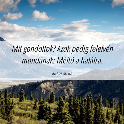 Picture 06 - Máté 26:66 KAR - Mit gondoltok? Azok pedig felelvén mondának: - Bible Verse Picture