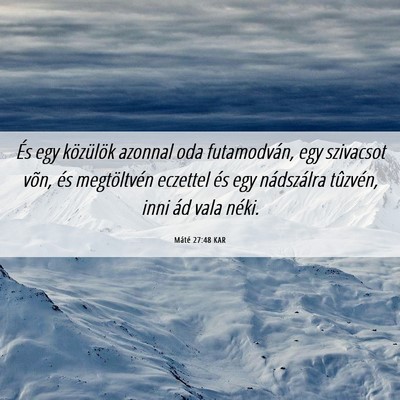 Picture 06 - Máté 27:48 KAR - És egy közülök azonnal oda futamodván, egy - Bible Verse Picture