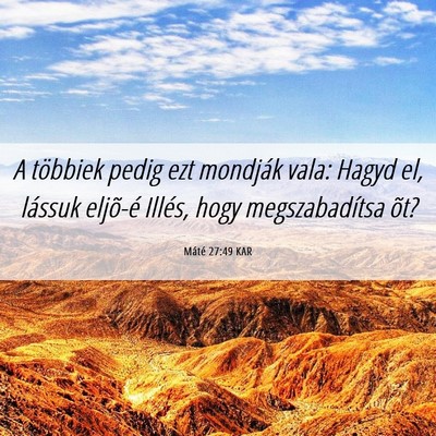 Picture 06 - Máté 27:49 KAR - A többiek pedig ezt mondják vala: Hagyd el, - Bible Verse Picture